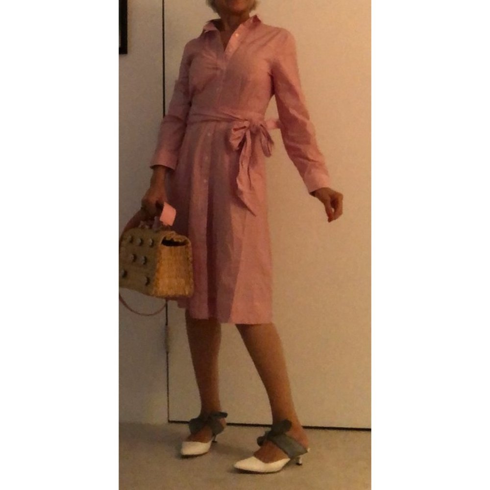 New J Crew RedWhite Stripe Tie Waist Shirt Dress Small S - Picture 10 of 13